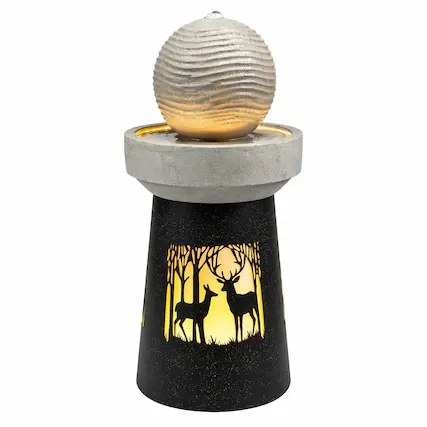 Front. RYHNUYNE - Outdoor Garden Lantern with Warm LED Light – Deer Silhouette Decorative Landscape Light for Patio, Yard.