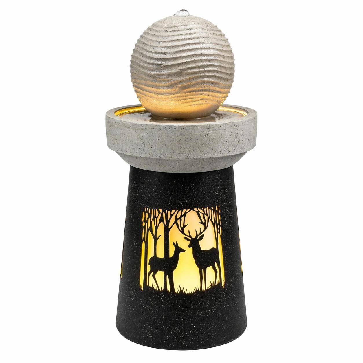 Front. RYHNUYNE - Outdoor Garden Lantern with Warm LED Light – Deer Silhouette Decorative Landscape Light for Patio, Yard.