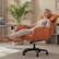 Alt View 3. Dowinx - Cross Legged Office Chair with Pivoting Armrests,Criss Cross Chair with Footrest and Reclining Backrest - Orange.