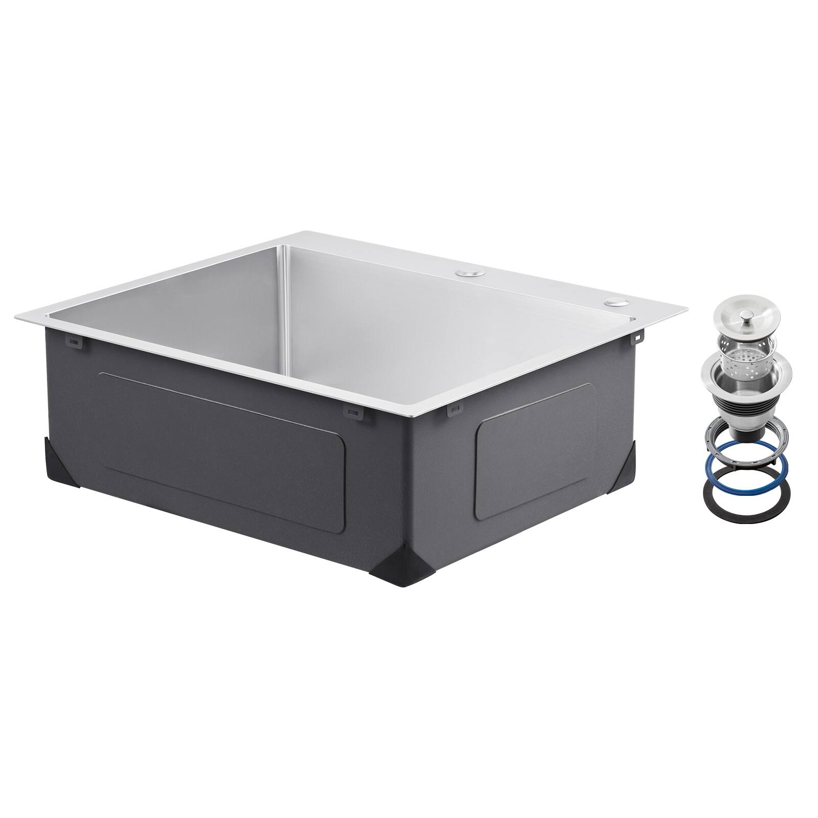 Alt View 5. VEVOR - 25 inch Kitchen Sink Workstation, 304 Stainless Steel Top Mount Sinks, Drop-In Single Bowl Farmhouse Basin - Silver.