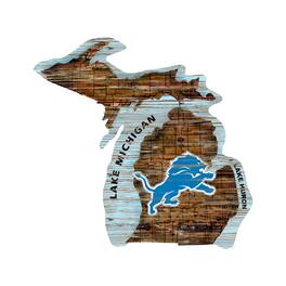Fan Creations - Detroit Lions 23.5" x 23.5" Distressed State with Logo Sign - Multicolor