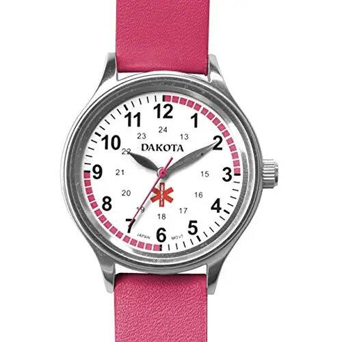Dakota - Nurse Women's Watch Water Resistant with Leather - Pink