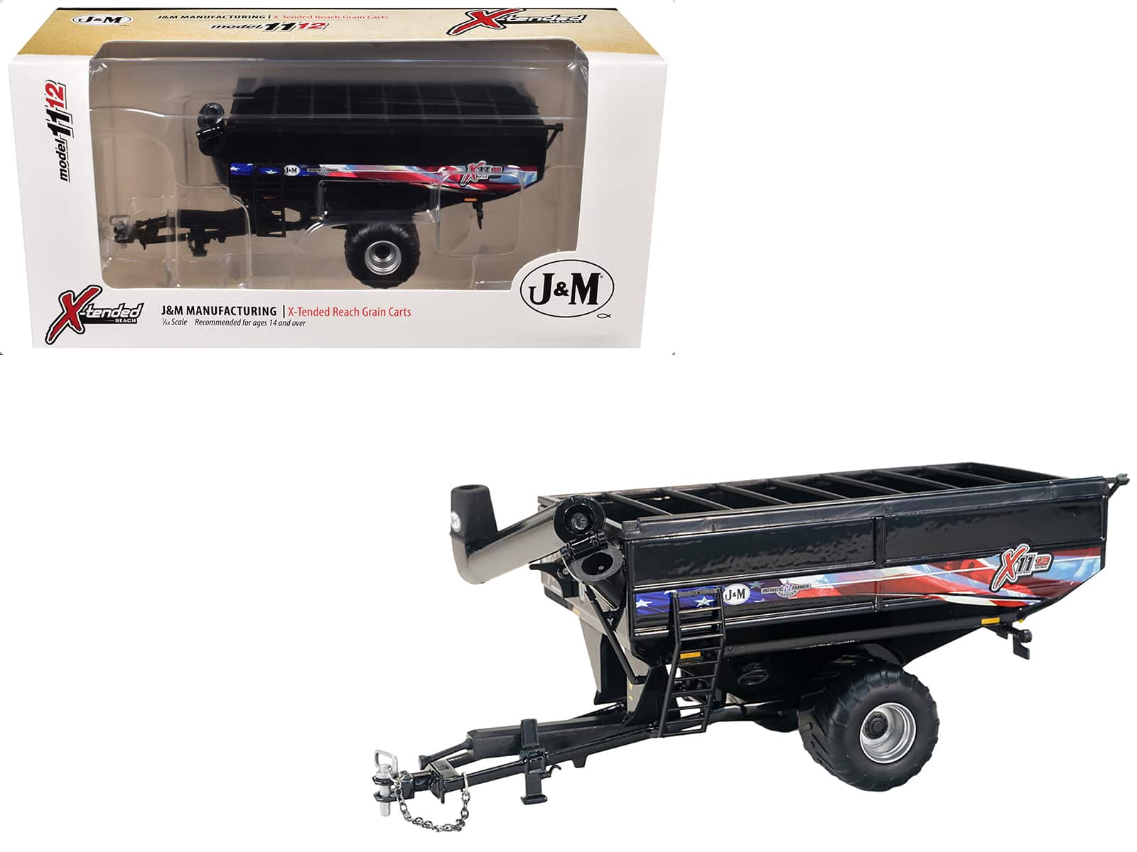 SpecCast Collectibles - J&M 1112 X-Tended Reach Patriotic Grain Cart with Wheels Black 1/64 Diecast Model by SpecCast price history on PriceWatchPro