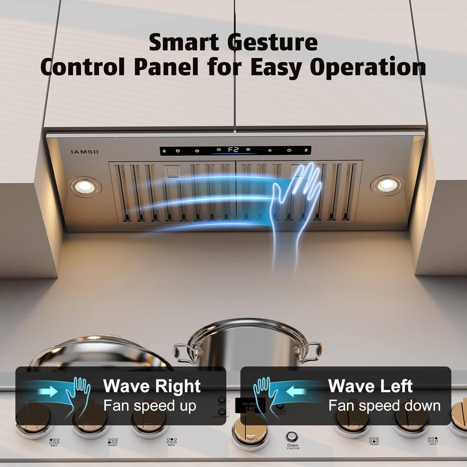 Smart Gesture Control Panel for Easy Operation

Wave Right: Fan speed up

Wave Left: Fan speed down
