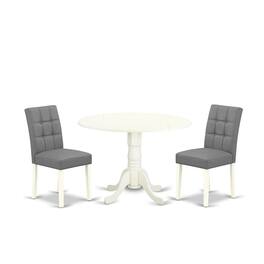East West Furniture - 3 Piece Dining Table Set consists A Wooden Table - White