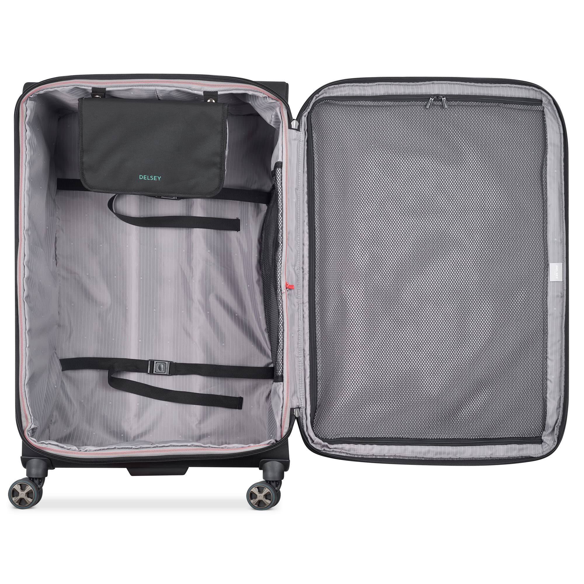 Alt View 2. Delsey - Helium DLX 3-Piece Set (20/25/29) Softside Expandable Luggage with Spinner Wheels - Navy Blue.
