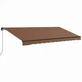 Outsunny - 16' x 10' Retractable Awning, Patio Awning Sunshade Shelter with Manual Crank Handle - Brown