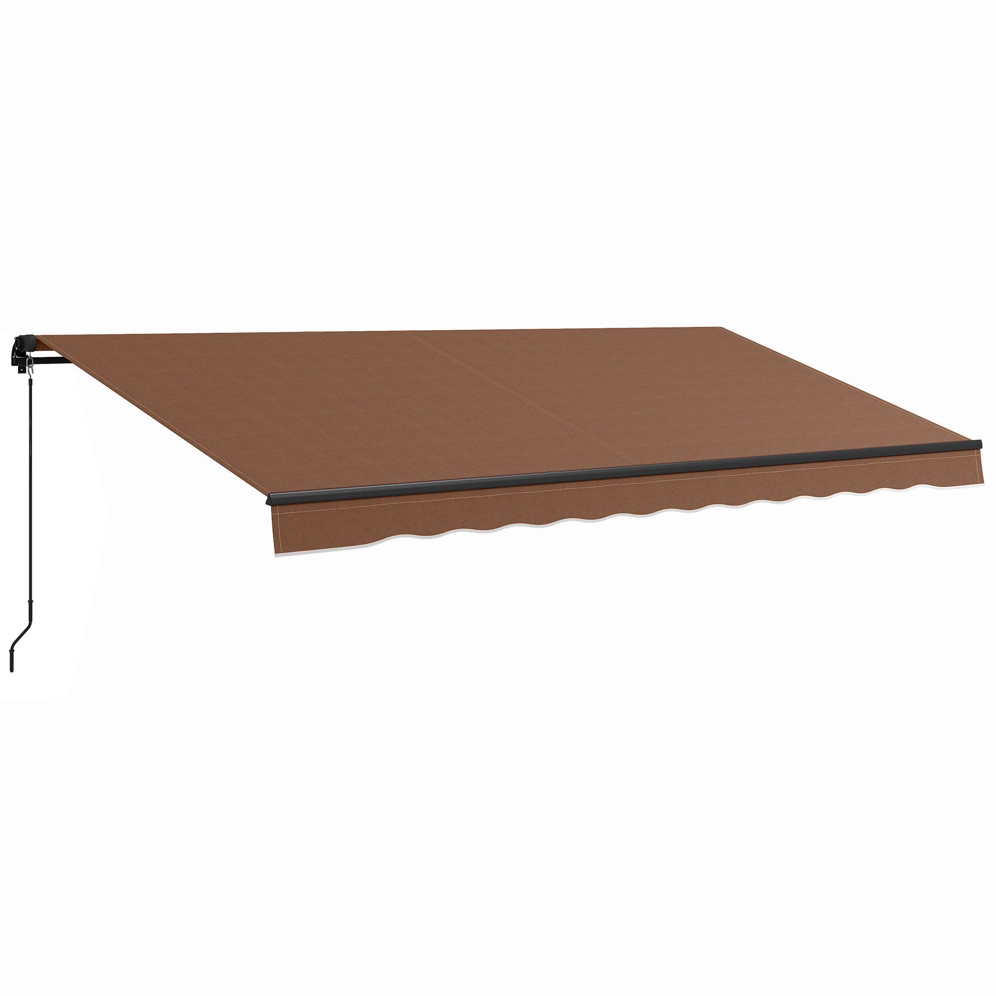 Outsunny - 16' x 10' Retractable Awning, Patio Awning Sunshade Shelter with Manual Crank Handle - Brown