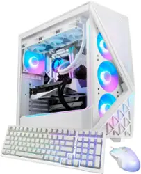 iBUYPOWER - Slate 9 White Gaming Desktop PC- Intel Core Ultra 9 285K,NVIDIA GeForce RTX 5070 12GB,32GB DDR5 RGB,2TB NVMe - White - Front_Zoom