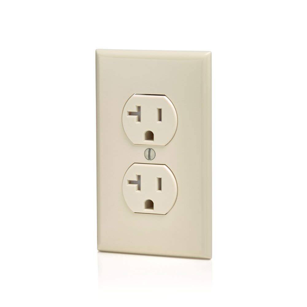 Back. Leviton - 20 Amp Tamper-Resistant Duplex Outlet T5820-T - Light Almond.
