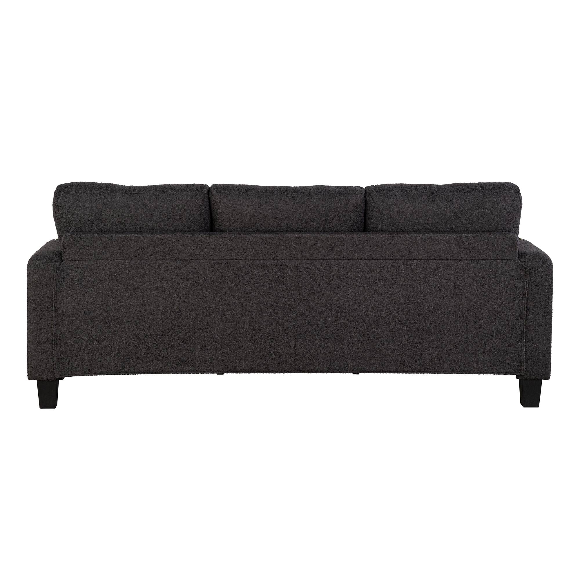 Alt View 2. Vaczon - 3 Seater Sofa with USB Charging, 2 Cup Holders and 2 Throw Pillows Comfortable Living Room Couch for Relaxing - Charcoal black.