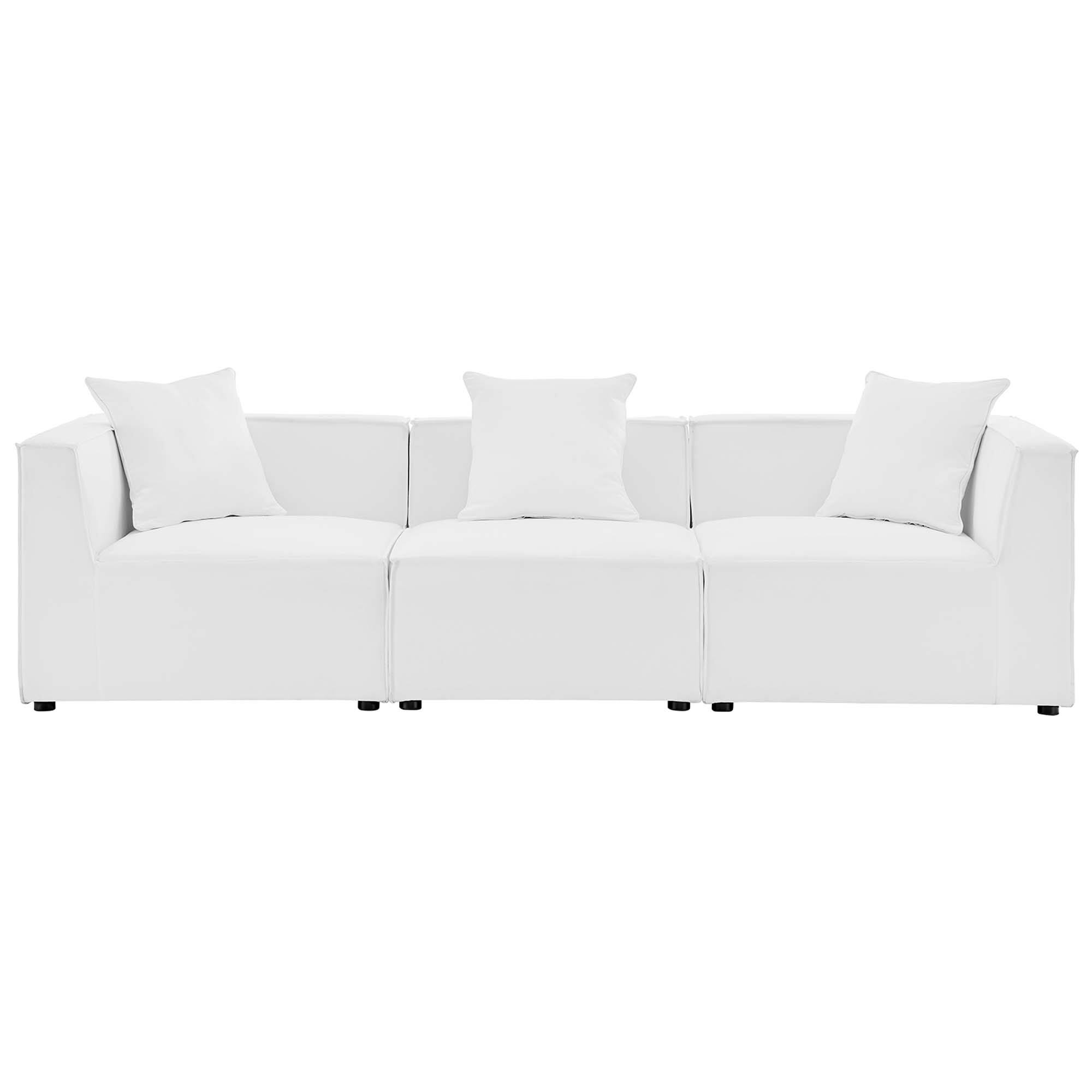 Angle. Modway - Saybrook 3-Piece Outdoor Patio Upholstered Sectional Sofa by Modway - White.