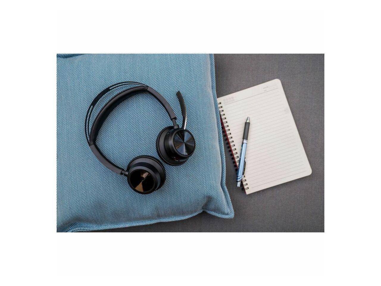 Alt View 4. HP - Poly Voyager Focus 2 USB-C Headset w/ Adapter - Stereo, Bluetooth, Wired/Wireless - Black.