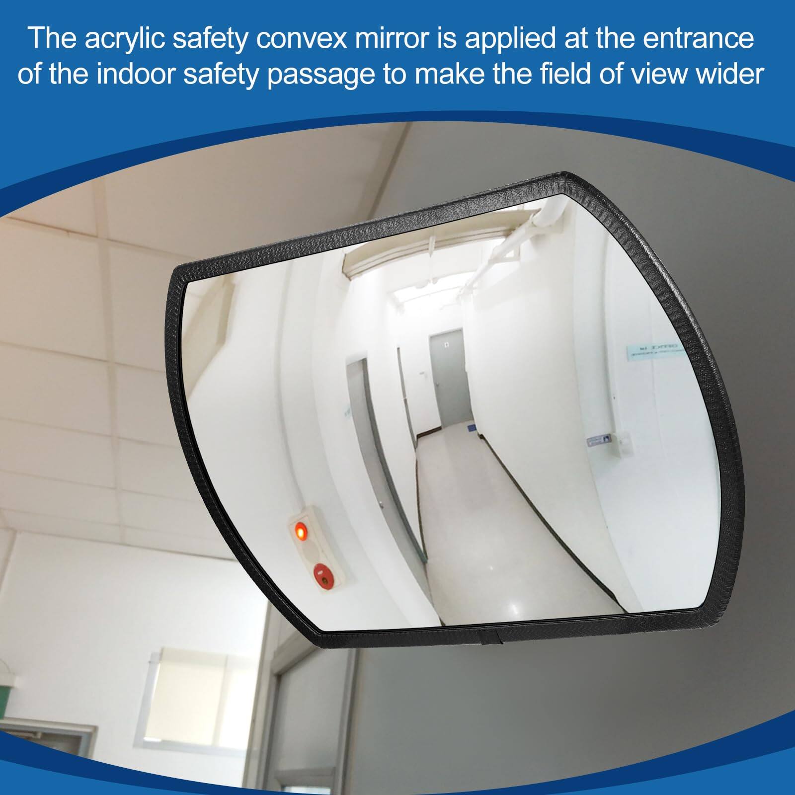 The acrylic safety convex mirror is applied at the entrance of the indoor safety passage to make the field of view wider.