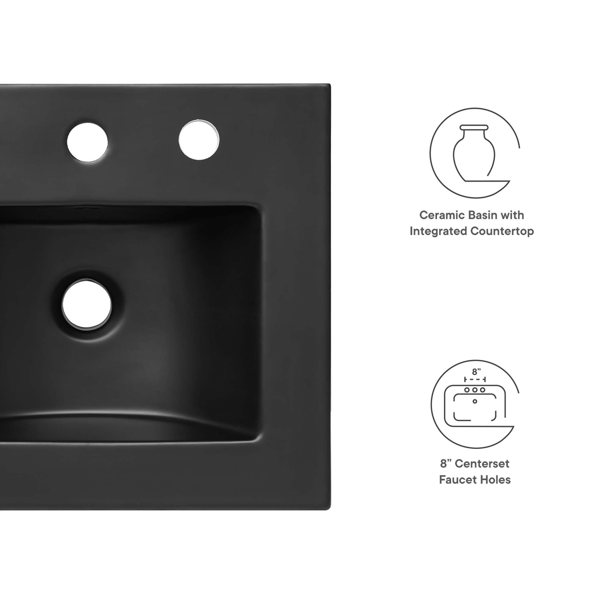 Ceramic Basin with Integrated Countertop  
8" Centerset Faucet Holes