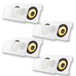 Acoustic Audio by Goldwood - HD-6c Flush Mount Speakers Dual 6.5" Woofers in Wall 4 Pack - Paintable White
