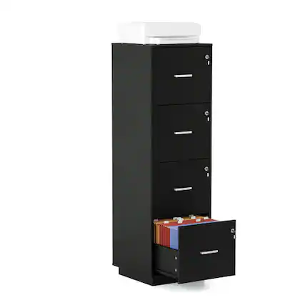 Front. Winado - Mobile 4-Drawers Tall File Cabinet with Independent Locks, Letter-Size Hanging Anti-Tip for Home Office Space-Saving - Black.