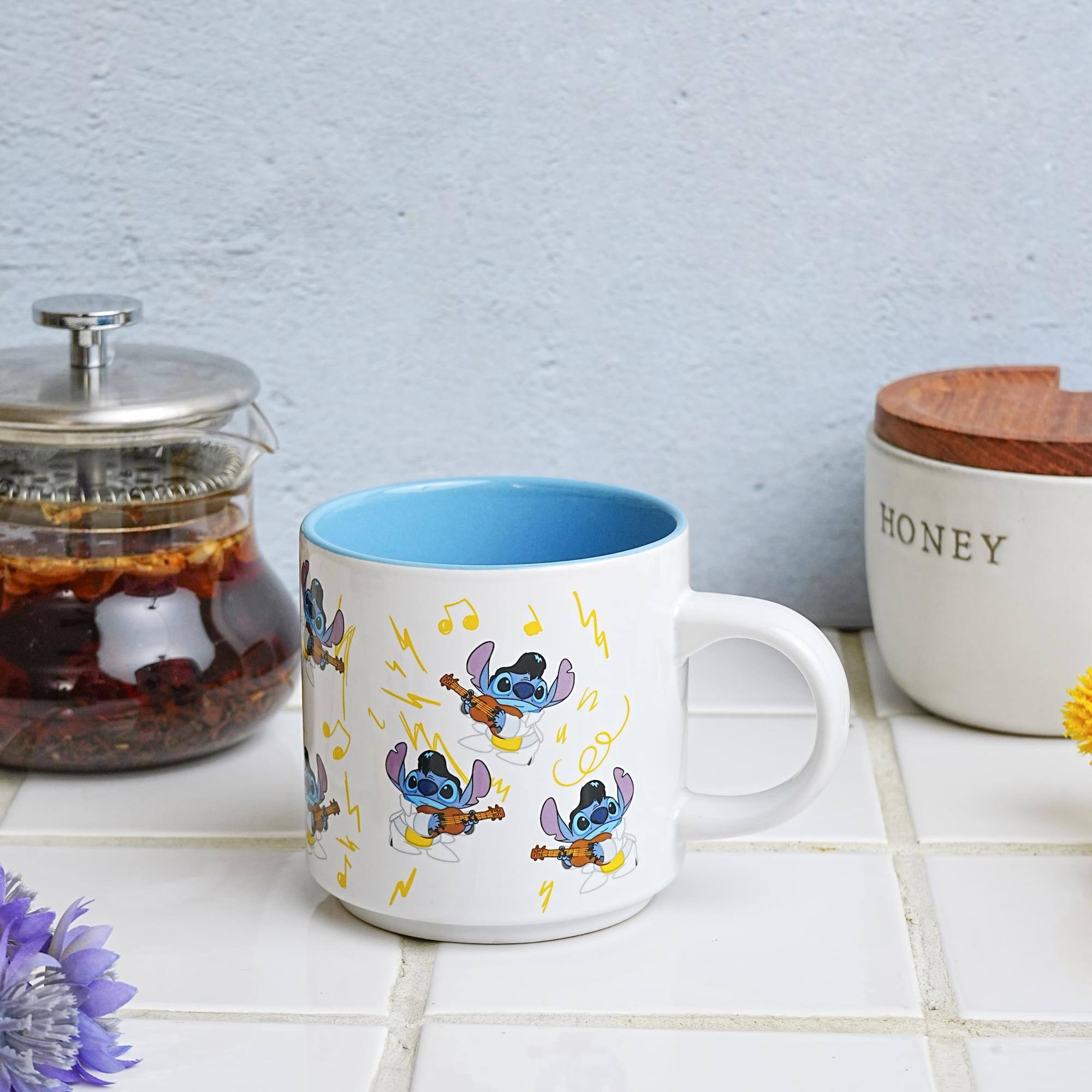 Alt View 4. Silver Buffalo - Disney Lilo & Stitch Elvis Playing Ukulele Ceramic Mug | Holds 13 Ounces - Blue.