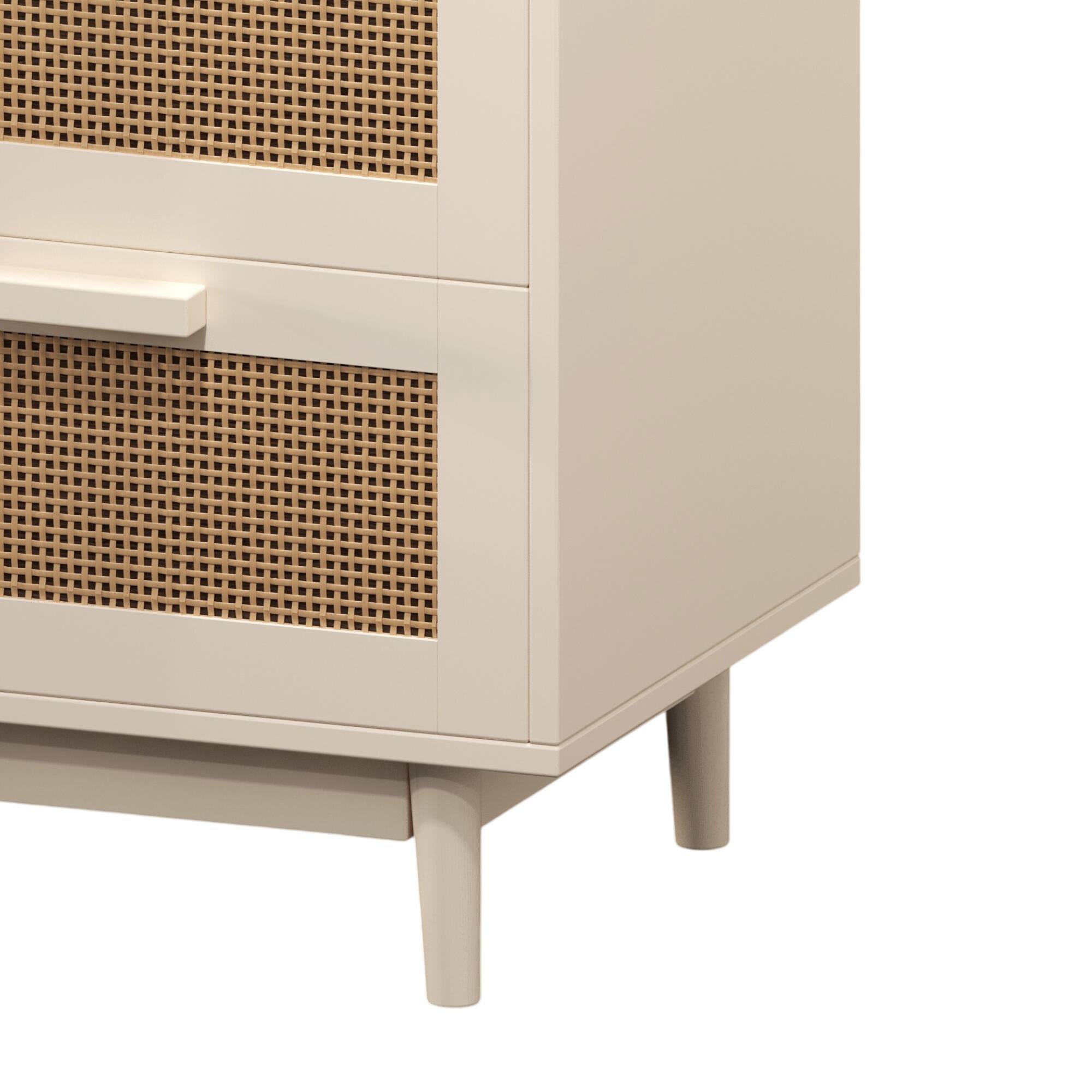 Alt View 6. PAIHOME - Rattan Nightstand, Side Table with 2 Drawers, Bedside Table Wood Accent Table with Storage for Living Room, Bedroom - cream-coloured.