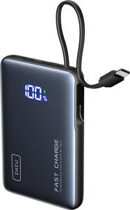 INIU - Pocket Power 10K Power Bank with Built-In USB C Cable, Compact 10000mAh PD 20W (IN&OUT) for iPhone, Samsung etc - Black