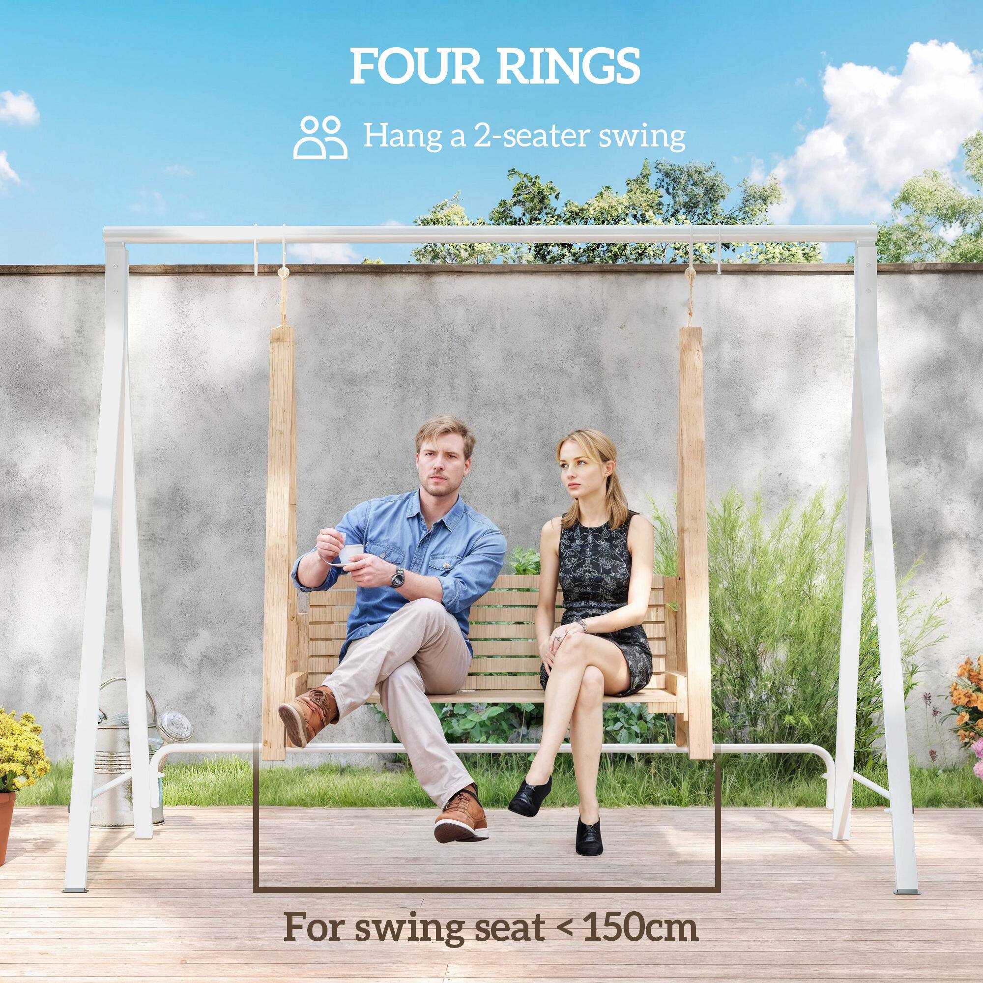 FOUR RINGS  
Hang a 2-seater swing  
For swing seat < 150cm