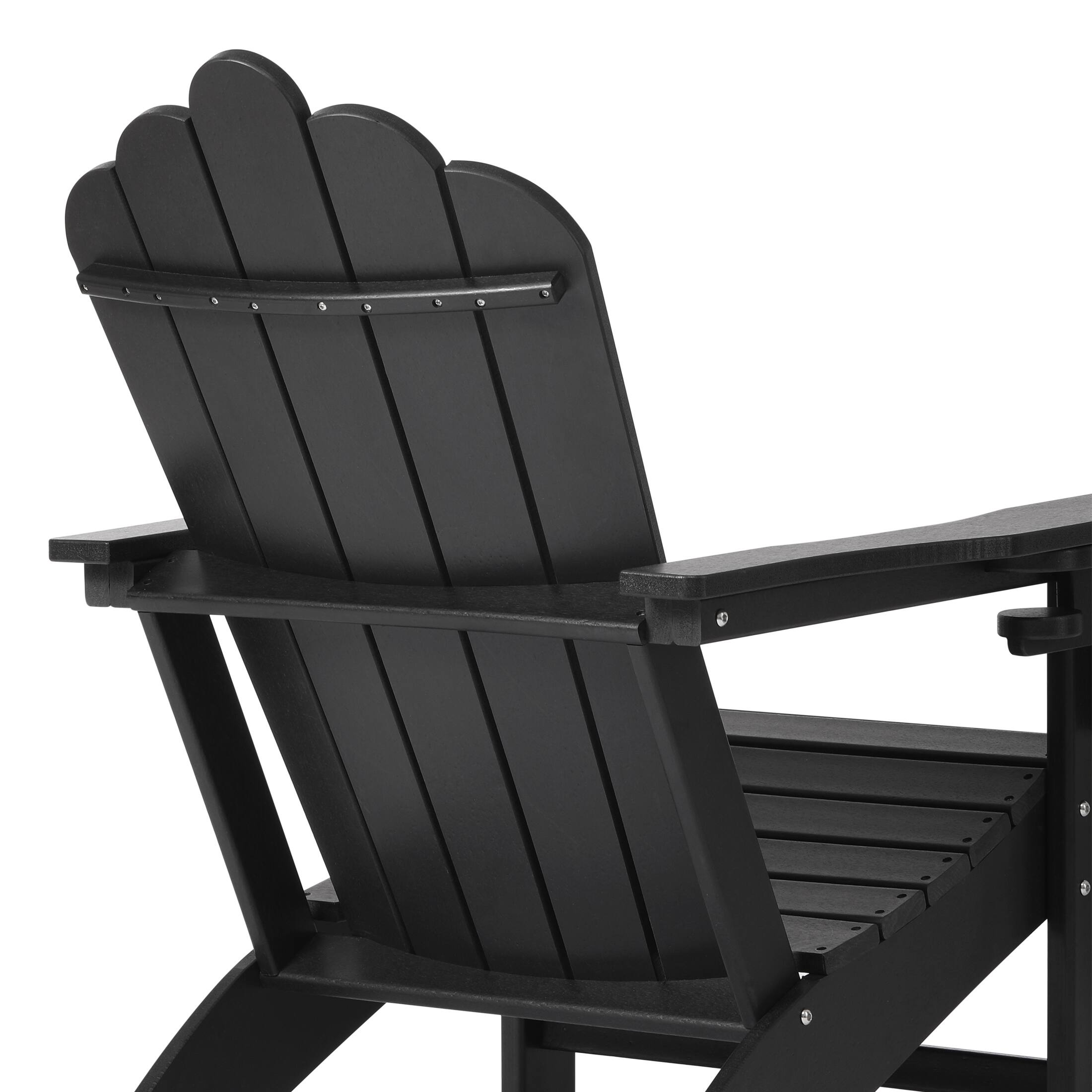 Alt View 3. WestinTrends - WestinTrends Highland Outdoor Patio HDPE Adirondack Chairs With Cup Holders (Set of 2) - Black.