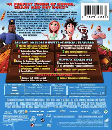 Front. Cloudy With a Chance of Meatballs - BLU-RAY.