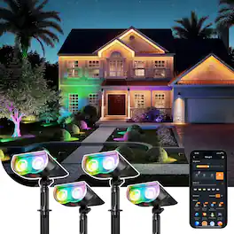 Linkind - Smart Solar Spotlights Outdoor SL5C, APP/Voice Control, IP67 Waterproof, 4 Pack - Multicolor