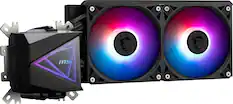 Front. MSI - MAG Core Liquid I240 - AIO ARGB CPU Liquid Cooler - 240mm Radiator - 2x 120mm ARGB Gen 2 PWM Fans - Black.