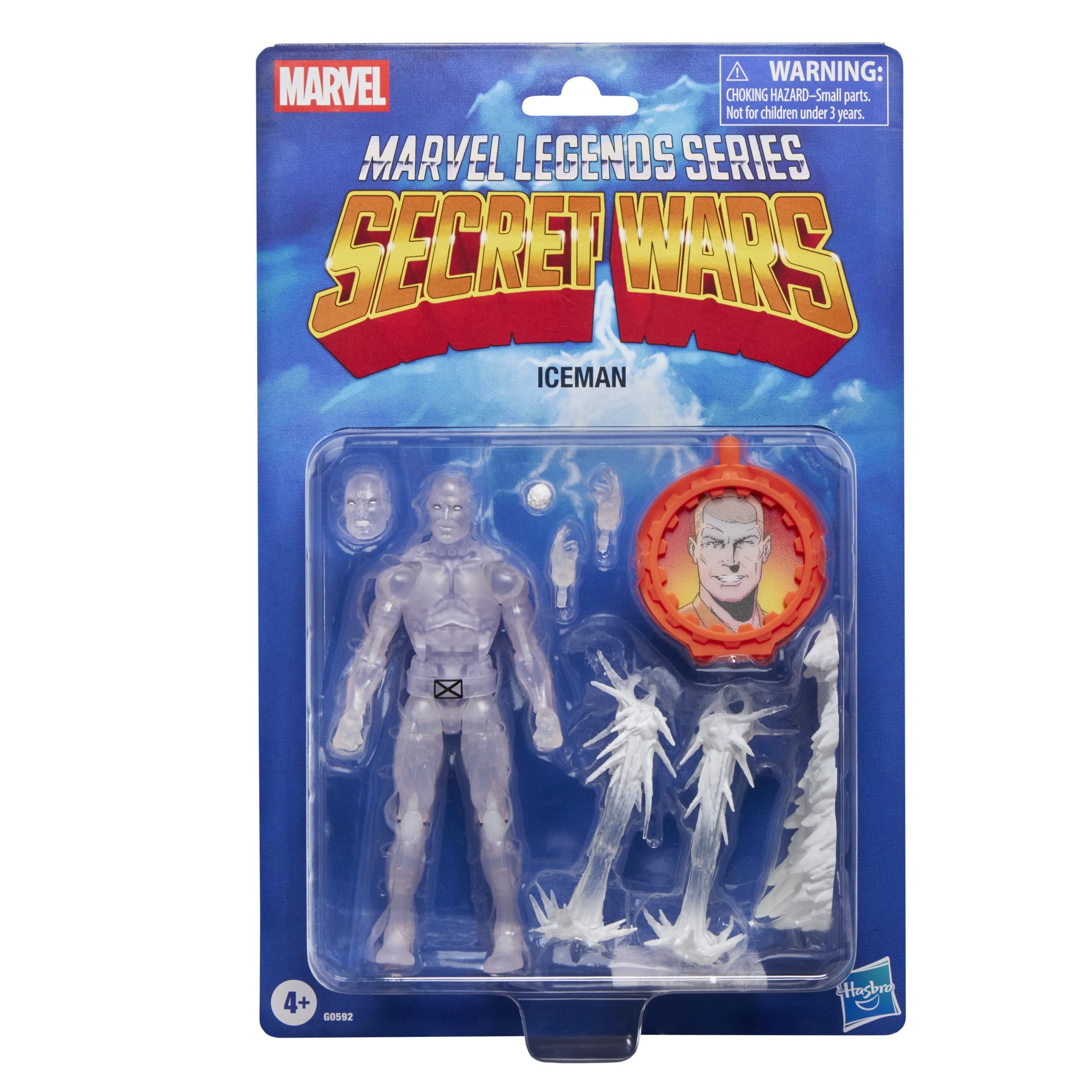 Marvel - Legends Series Secret Wars Ice Man, X-Men Retro Comics Collectible 6-Inch Action Figure with Shield - Red, Blue, Gold