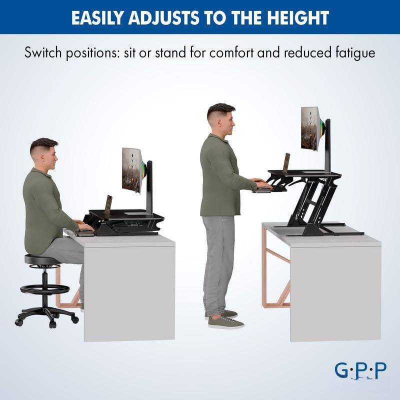 EASILY ADJUSTS TO THE HEIGHT

Switch positions: sit or stand for comfort and reduced fatigue

G·P·P