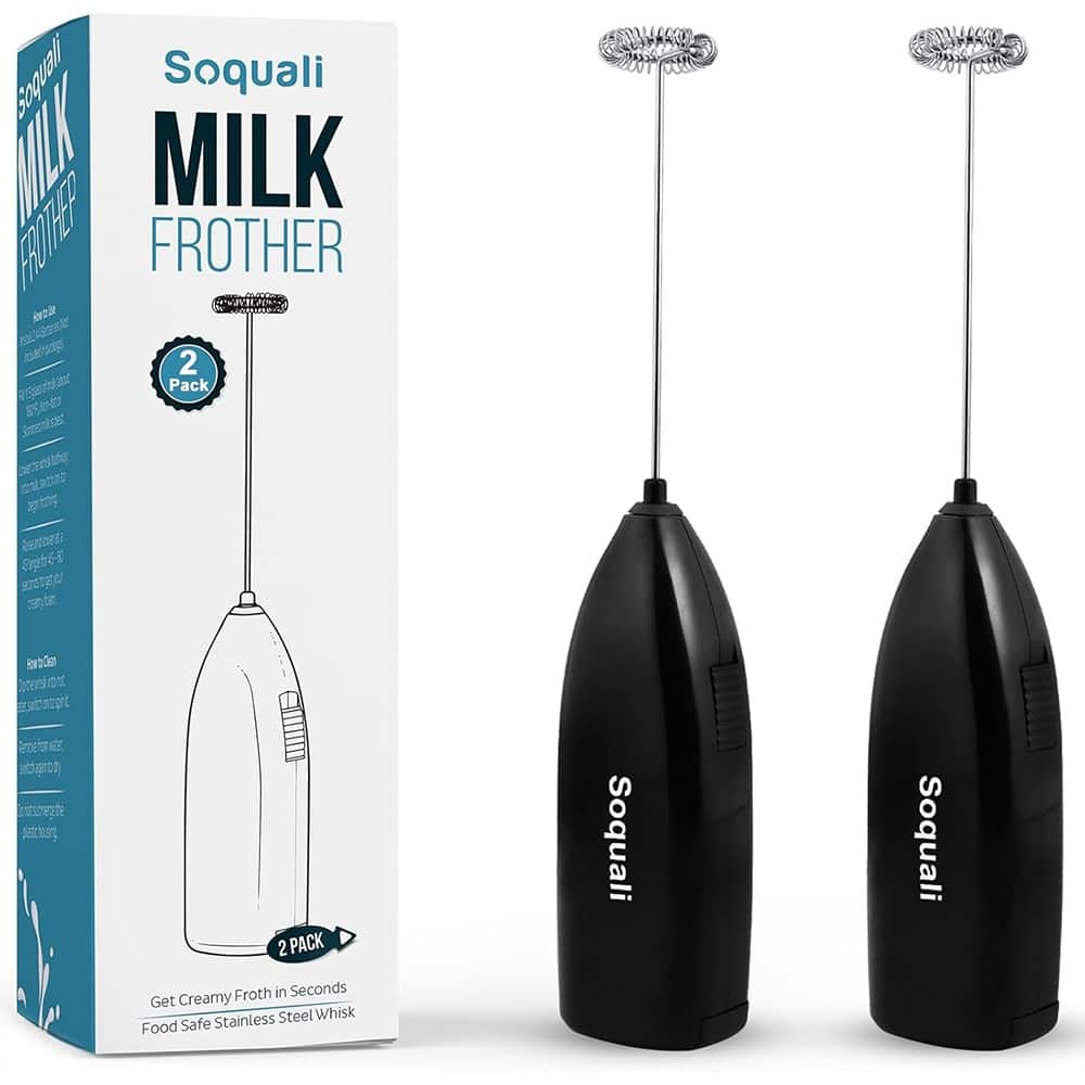 ACJPR - 2-Pack Milk Frother Handheld – Battery Operated Electric Whisk Mini Mixer - Black