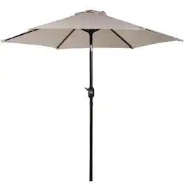 Sunnydaze - 7.5 ft Aluminum Patio Umbrella with Tilt and Crank - Beige