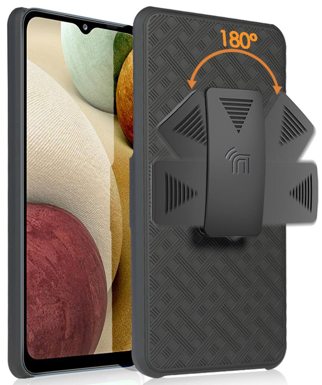 Alt View 3. Nakedcellphone - Case with Stand and Belt Clip Holster for Samsung Galaxy A12 5G - Black.