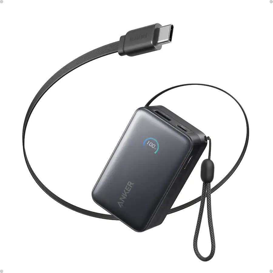 Anker 10,000mAh Portable Charger with ft InstaCord Retractable