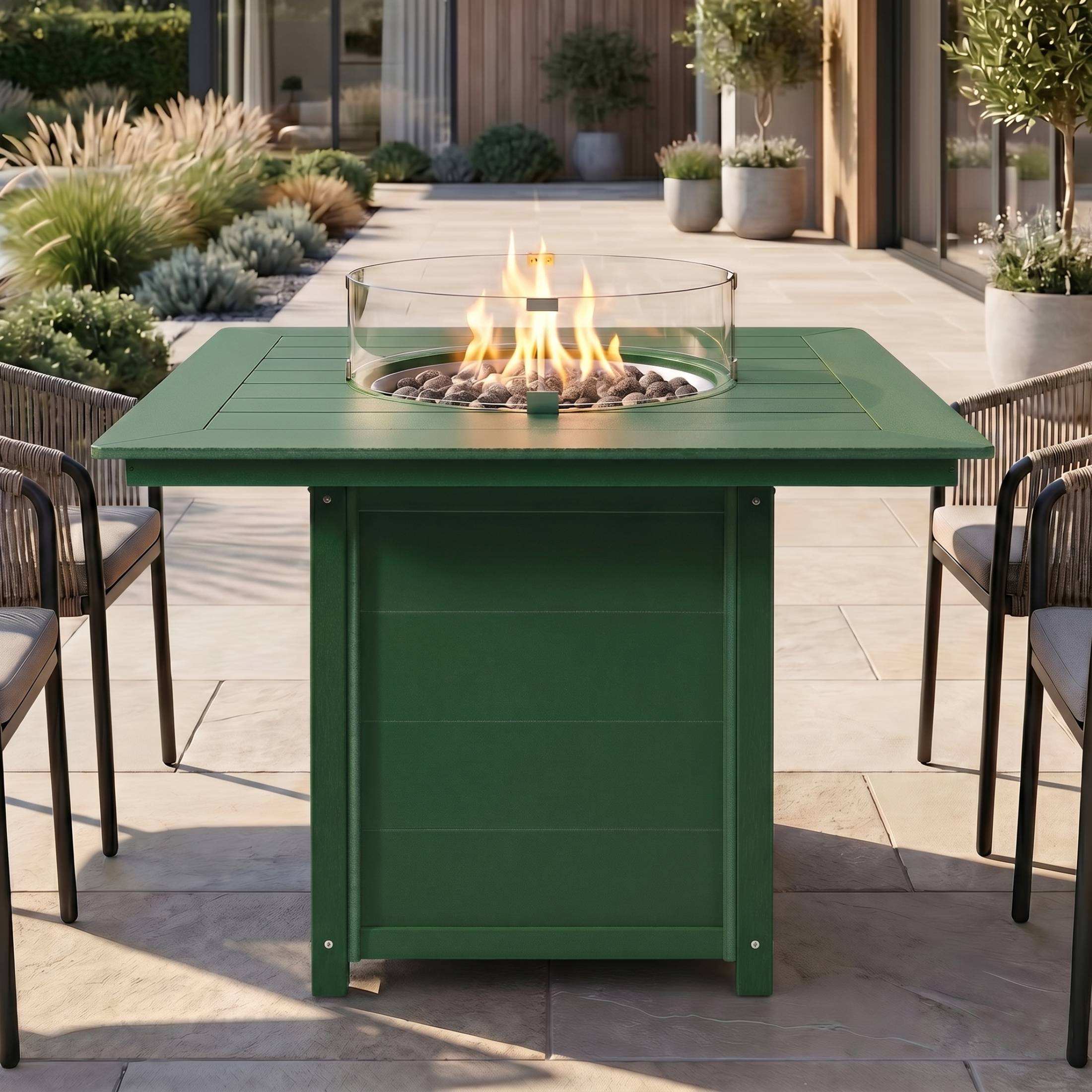 Angle. WestinTrends - WestinTrends Helios 42" Modern Outdoor Patio Gas Propane Square Fire Pit Table.