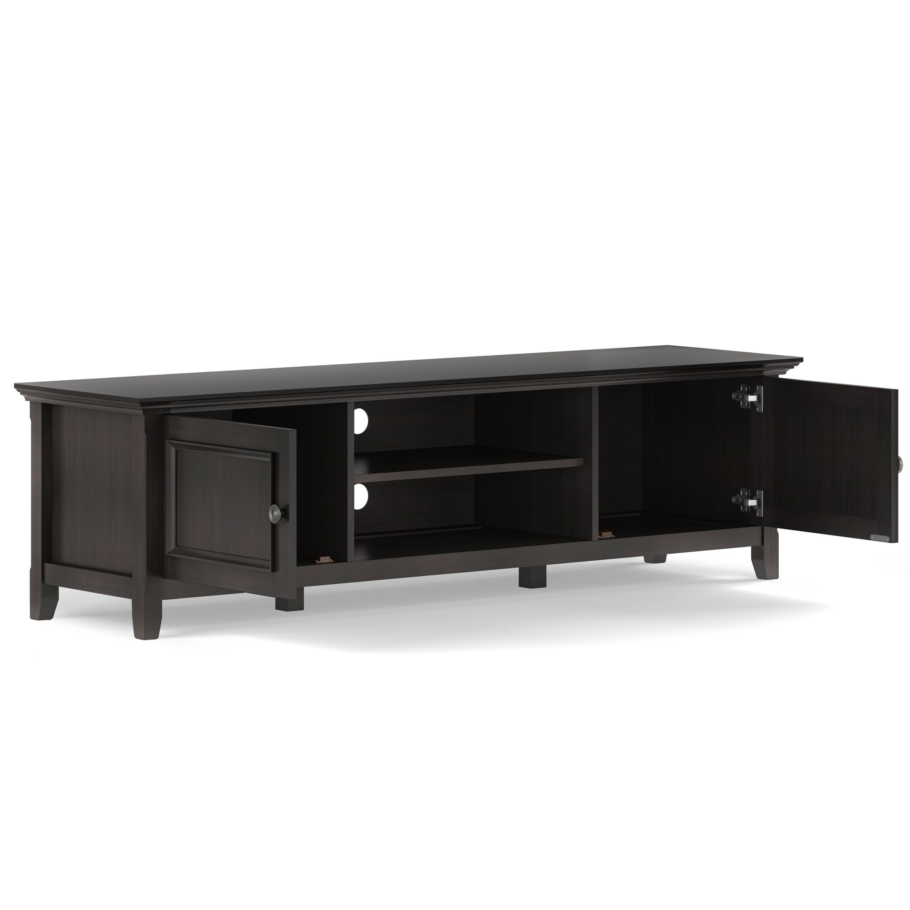 Alt View 11. Simpli Home - Amherst 72 inch Solid Wood Low TV Media Stand in Hickory Brown - Hickory Brown.