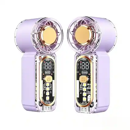 Front. Oumilen - 2-Pack Handheld Turbo Personal Fan, 100-Speed Stepless Adjustment LED Display 35.5x26.5x90mm,Purple - Purple.