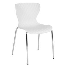 Emma + Oliver - Contemporary Design Accent Dining Plastic Stack Chair - White