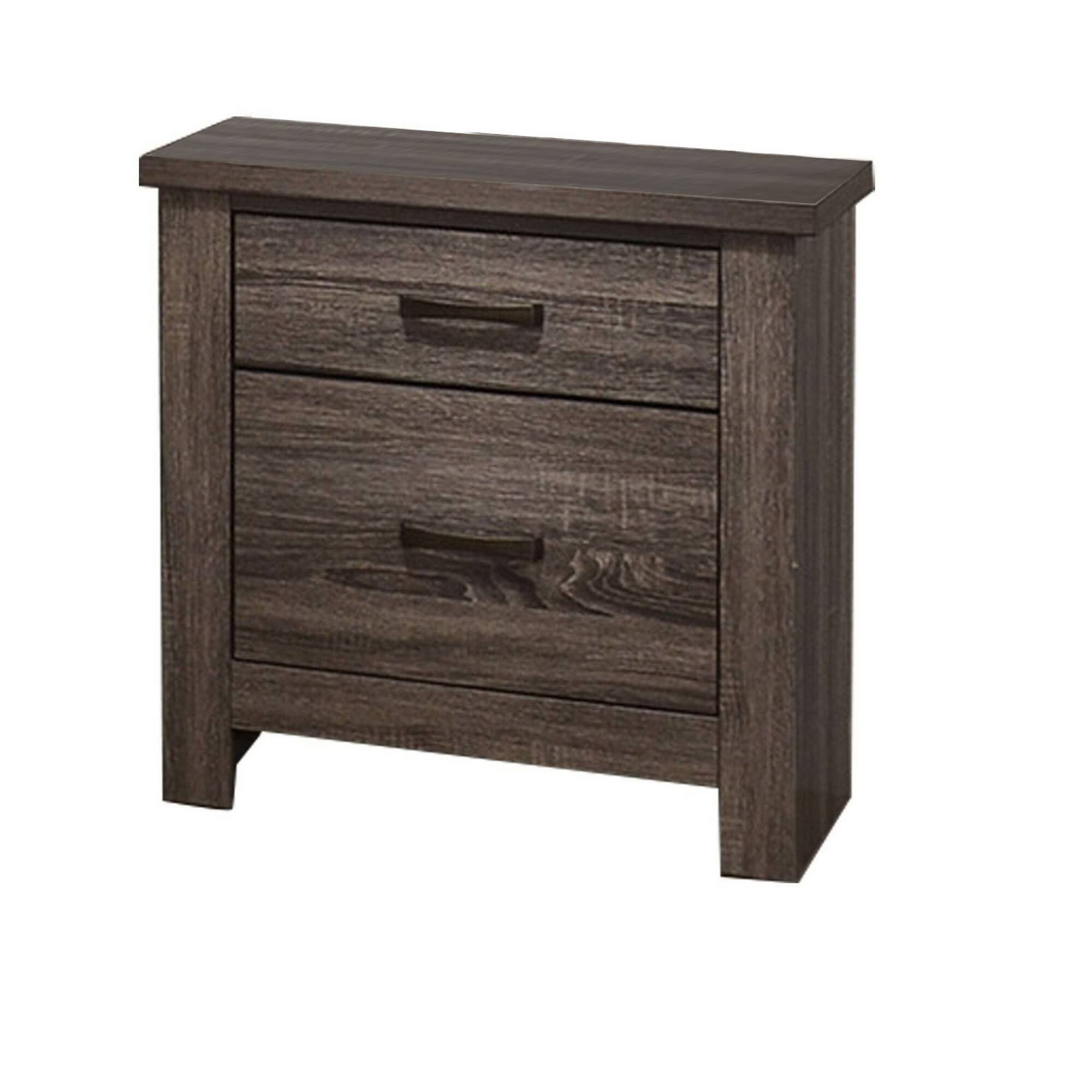 Front. Manhattan Lane - Soma 24 Inch Rustic 2 Drawer Nightstand, Sleek Metal Bar Handles, Oak - Oak Gray.