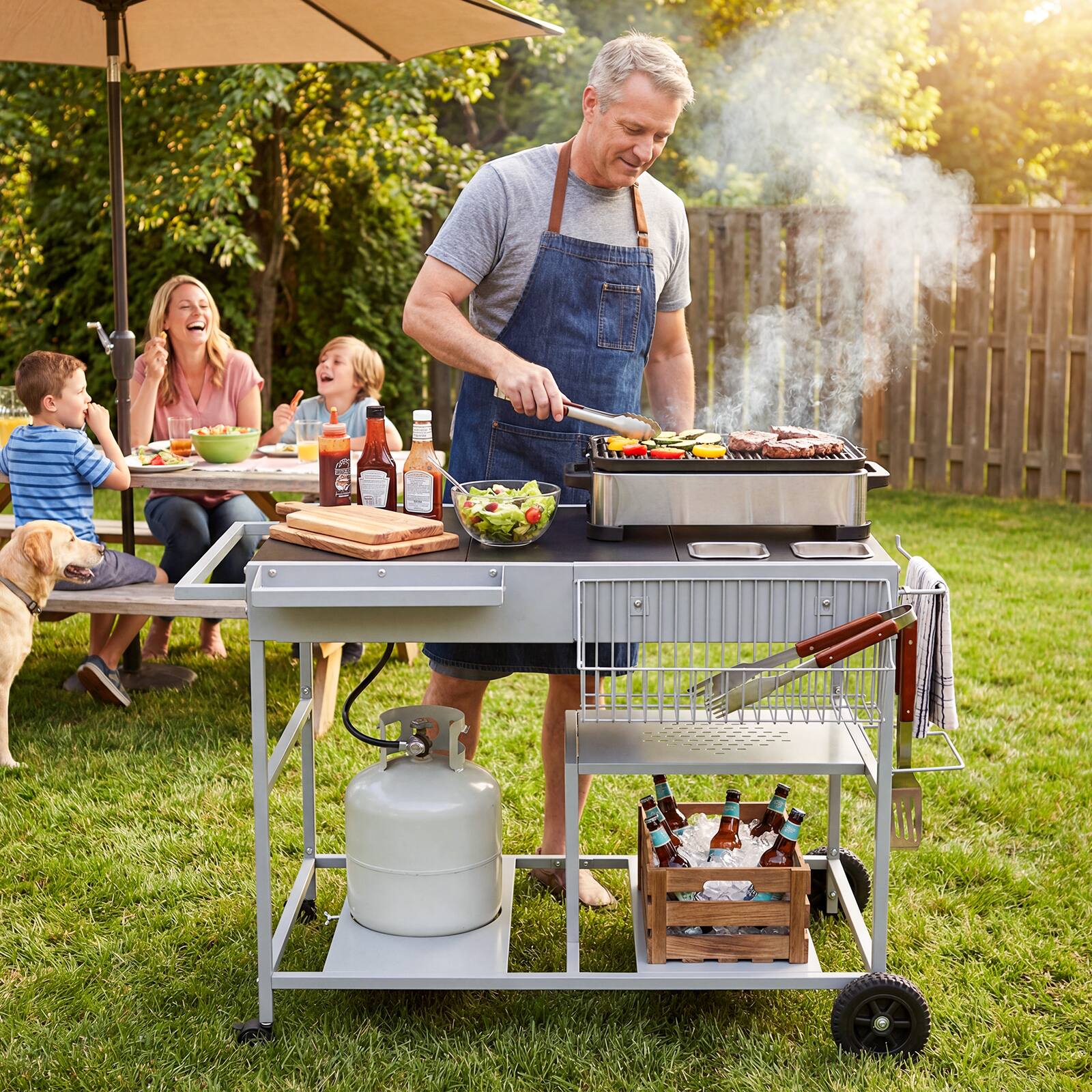 Alt View 3. Gymax - Gymax Pizza Oven Cart w/Topping Station 2 Spice Containers Wheels & Storage Racks - Black.