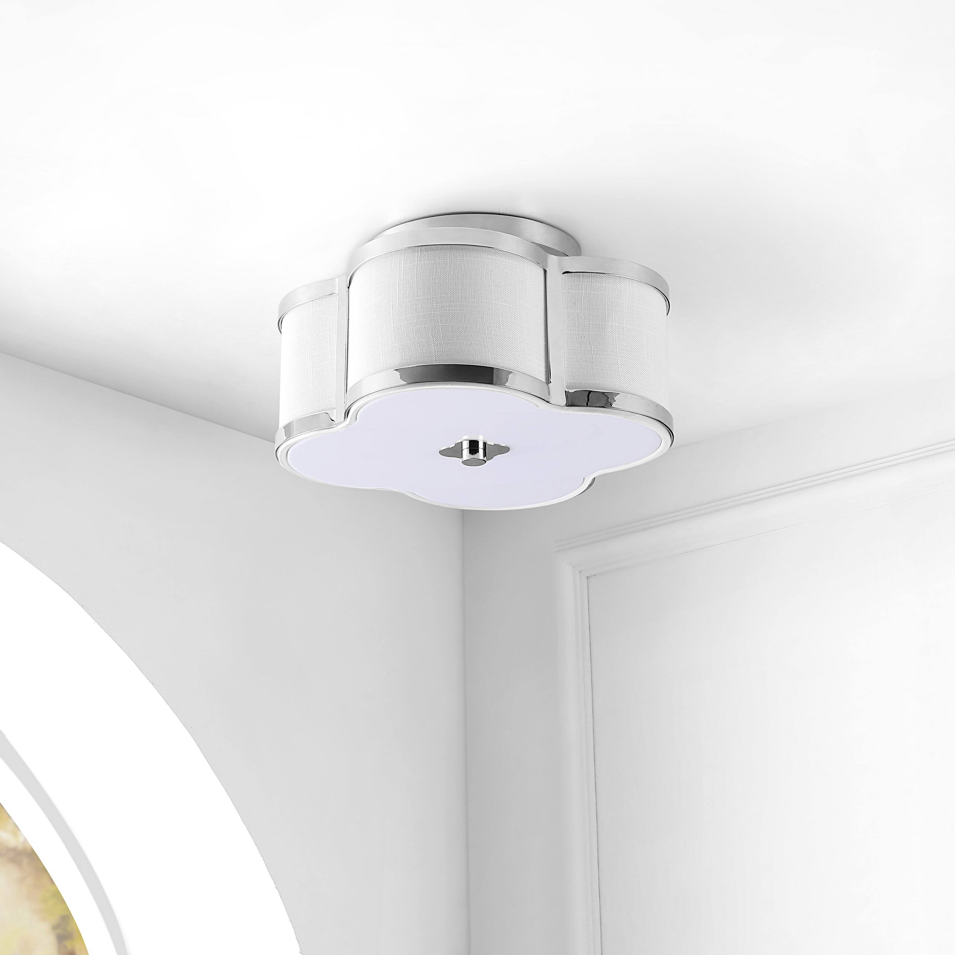 Alt View 4. Jonathan Y - Quatrefoil 13" Scalloped Shade Metal Classic Glam LED Flush Mount, Chrome - Chrome.