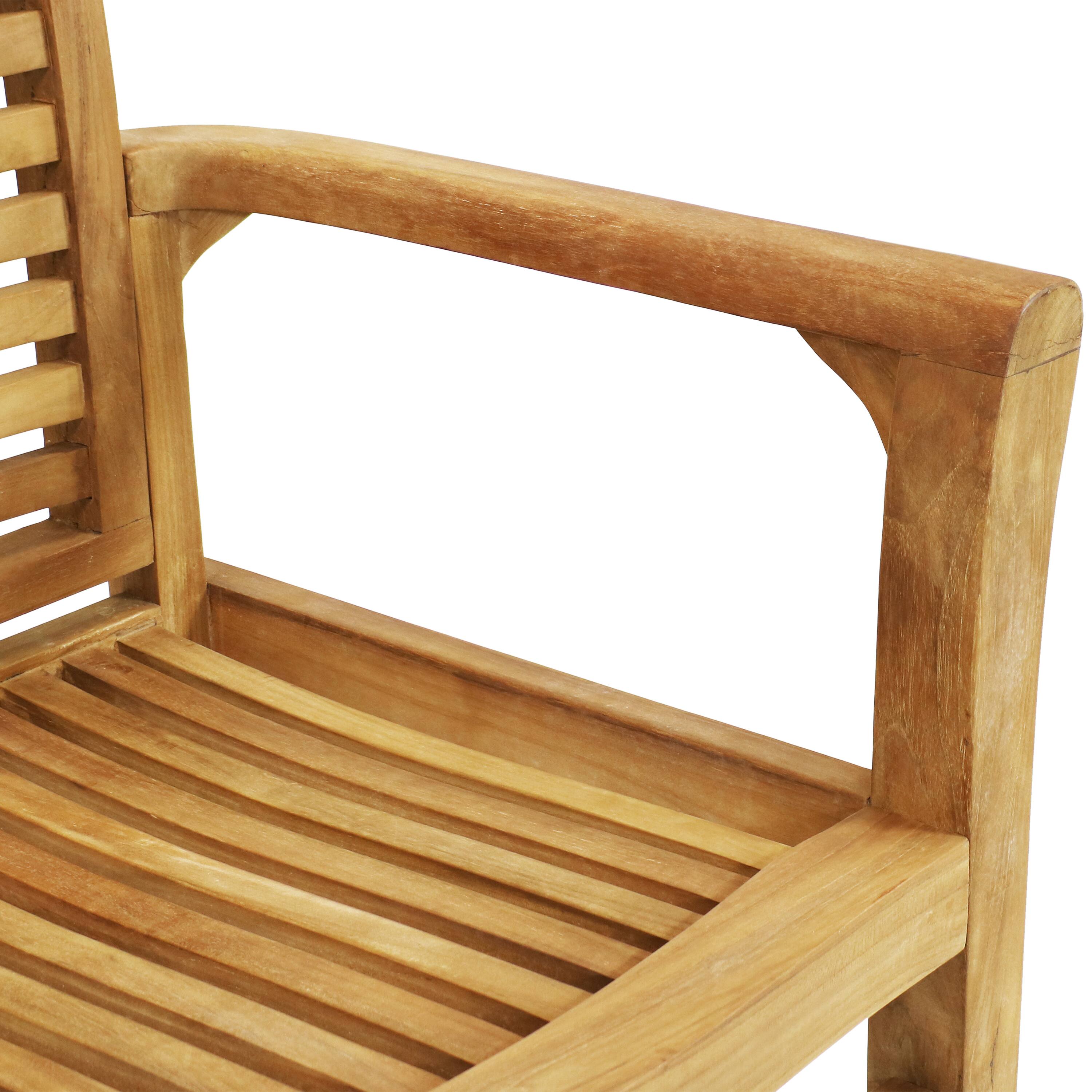 Alt View 7. Sunnydaze - Solid Teak Wood Patio Slat-Back Dining Armchair - Light Brown.