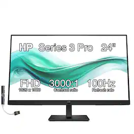 HP - 24" FHD Monitor with 5 ms Response Time, Anti-Glare, Flicker Free, VESA Mount(100mm), HDMI, VGA & DKZ Hub, BlackColor - Black
