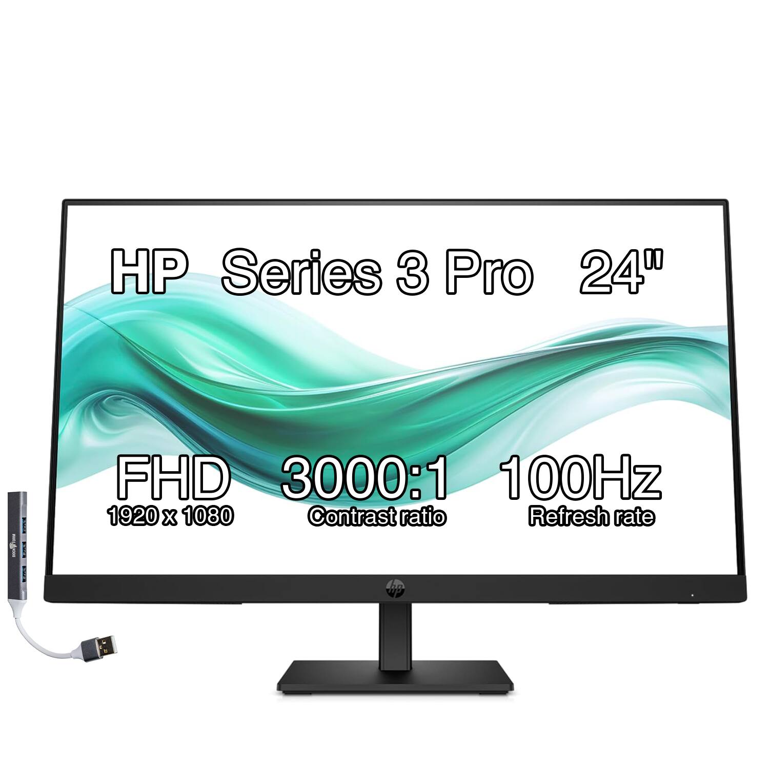 HP - 24" FHD Monitor with 5 ms Response Time, Anti-Glare, Flicker Free, VESA Mount(100mm), HDMI, VGA & DKZ Hub, BlackColor - Black