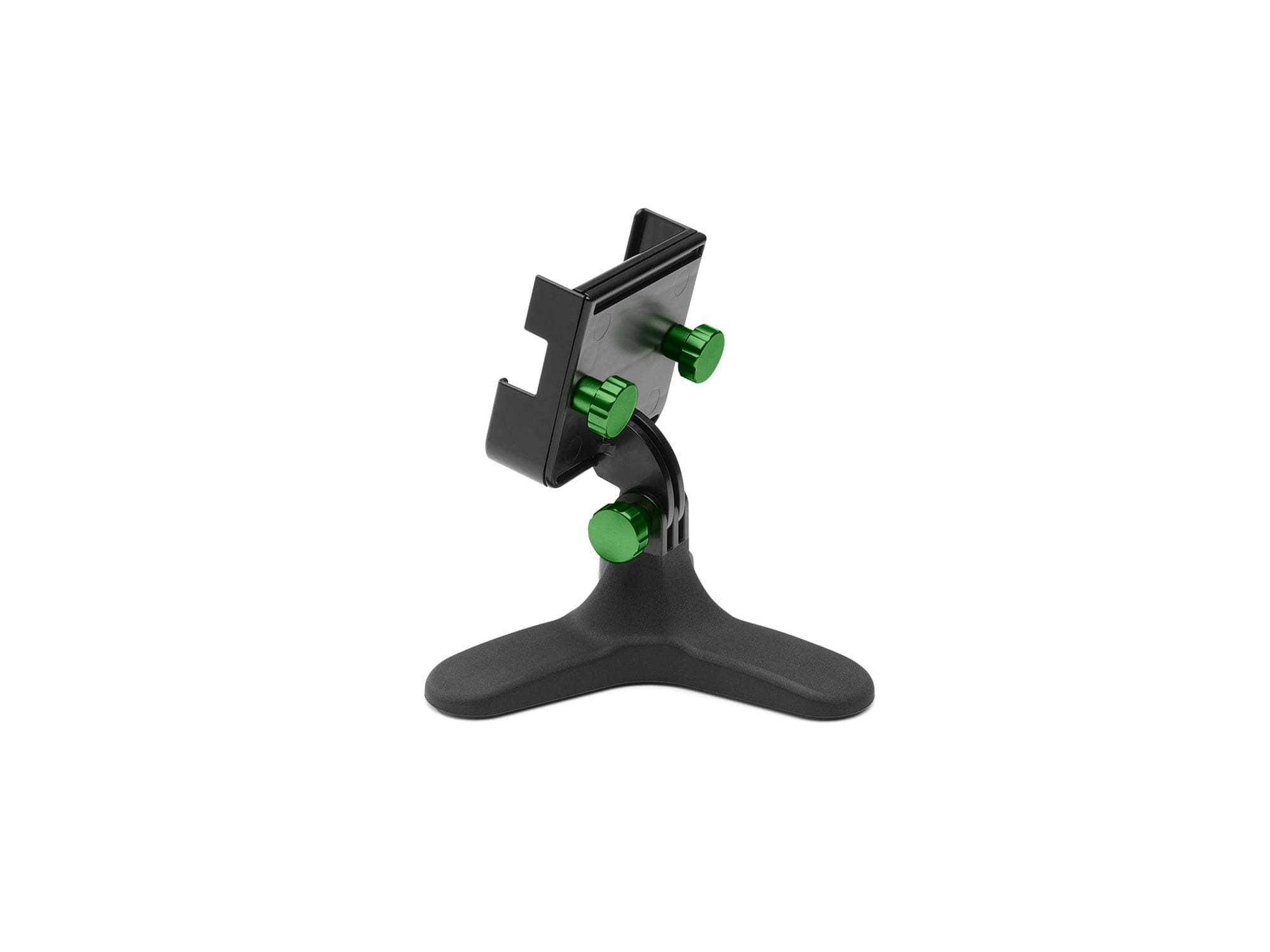 WeatherTech - DeskFone Two View | Rotatable & Adjustable Universal Desktop Cell Phone Holder – Black Body – Forest Green Metal Knobs - Black/Forest Green Metal