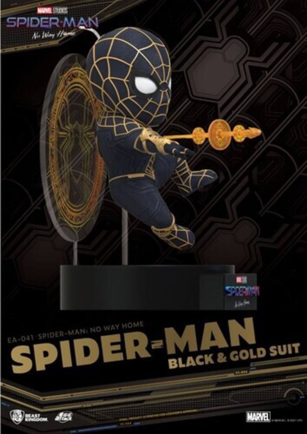 MARVEL STUDIOS SPIDER-MAN: NO WAY HOME EA-041 SPIDER-MAN: BLACK & GOLD SUIT BEAST KINGDOM ATTACK MARVEL