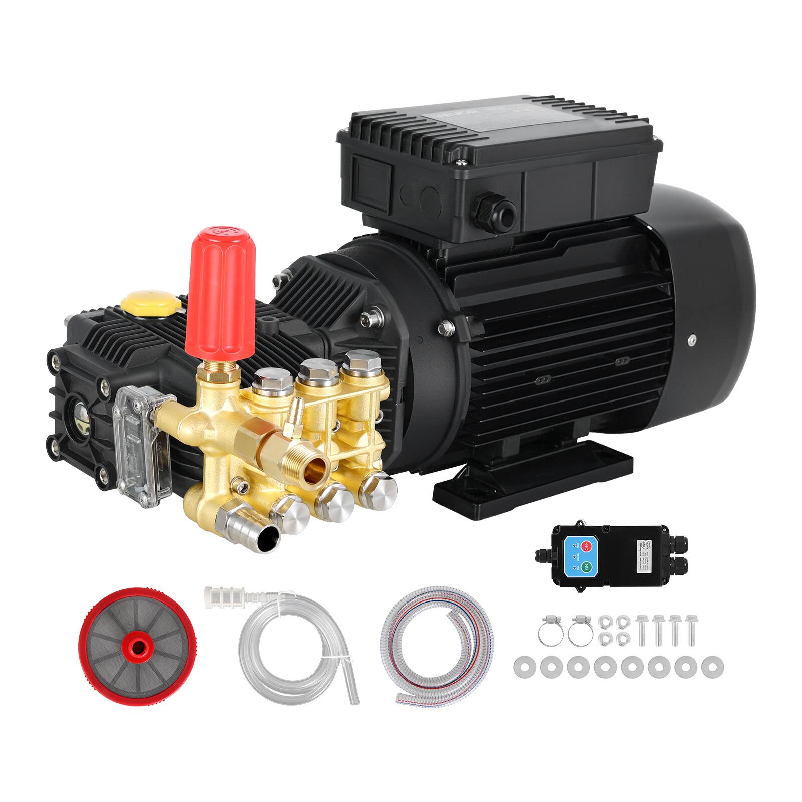 Alt View 5. VEVOR - Electric Pressure Washer Pump Kit, 1220 PSI, 2.2 GPM, Triplex Power Washer Pump with 2 HP Motor 120 V - Black.