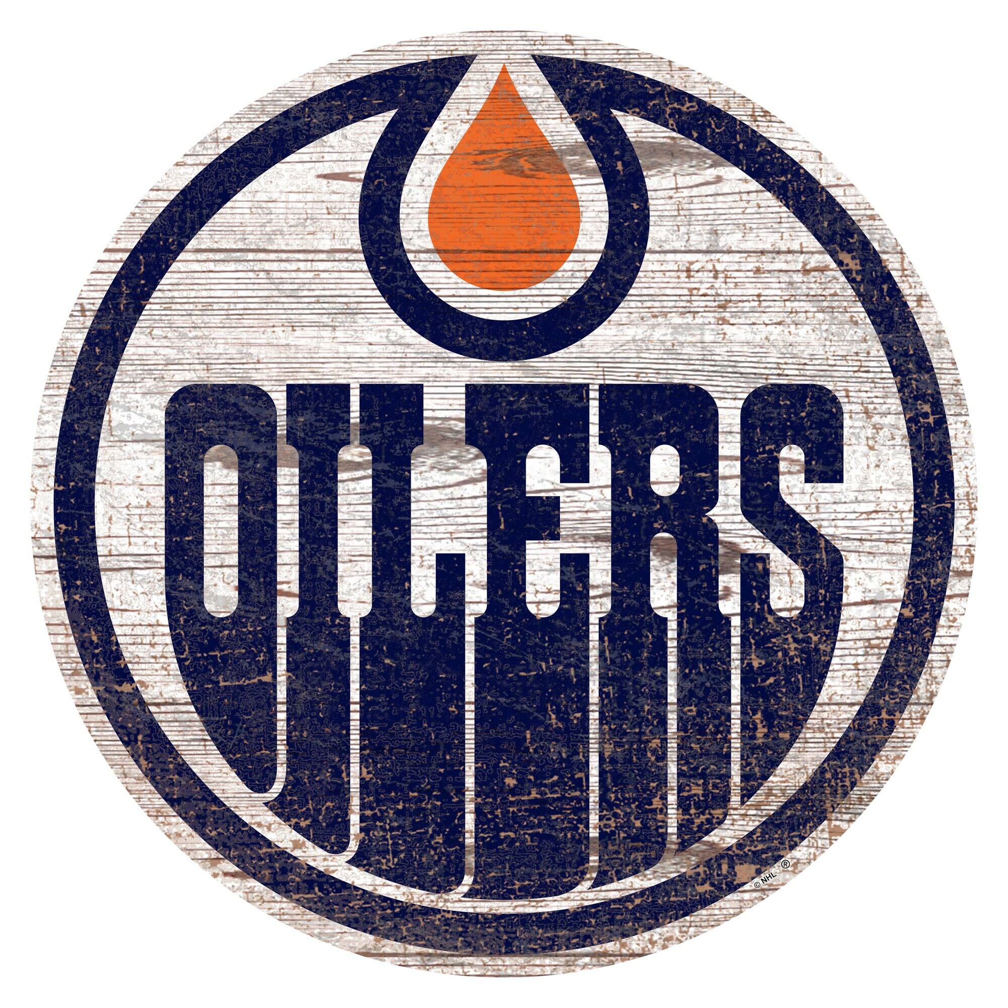 Edmonton Oilers 24'' x 24'' Distressed Logo Cutout Sign