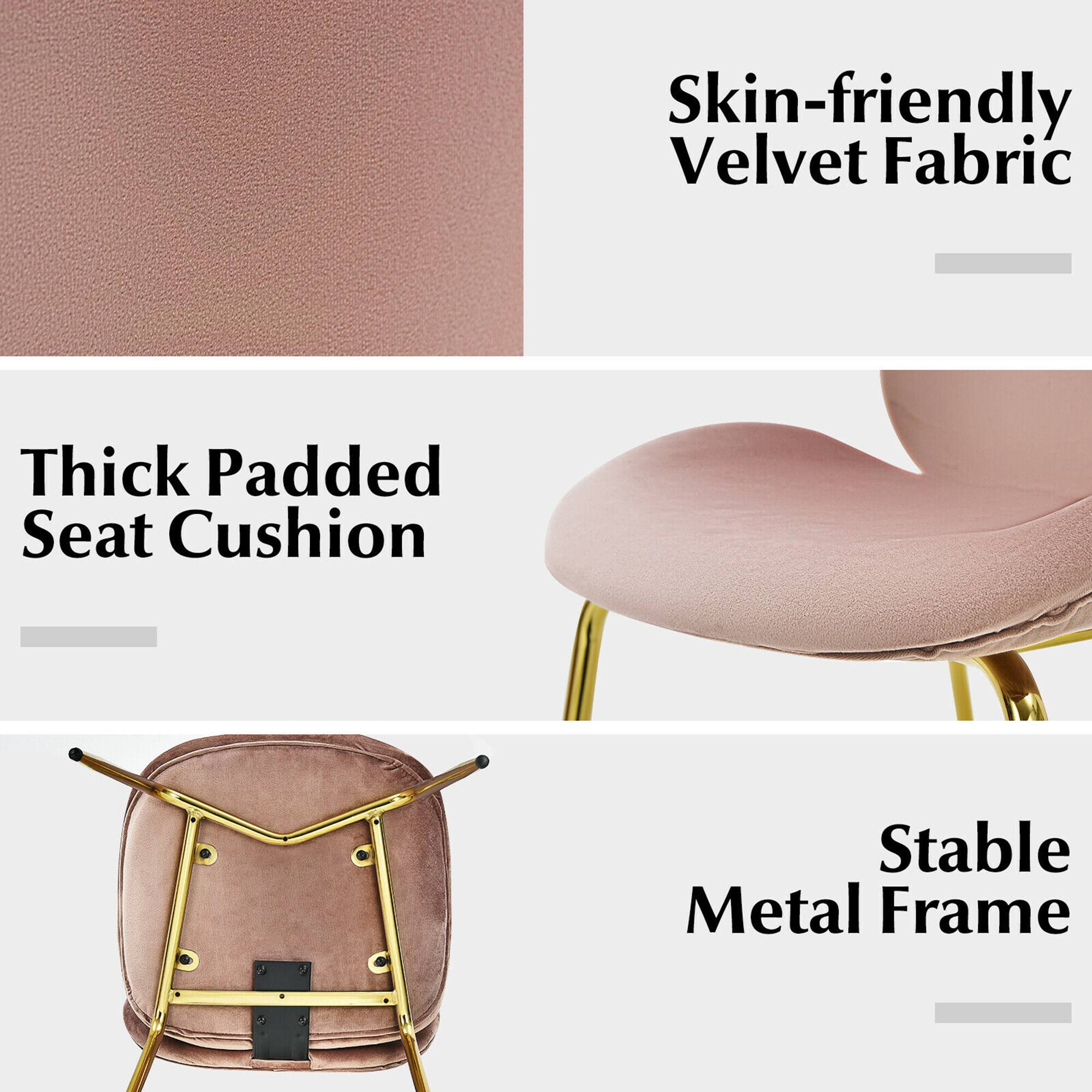 Skin-friendly Velvet Fabric, Thick Padded Seat Cushion, Stable Metal Frame